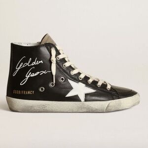 Golden Goose Francy Black Nappa Sneakers with White Star